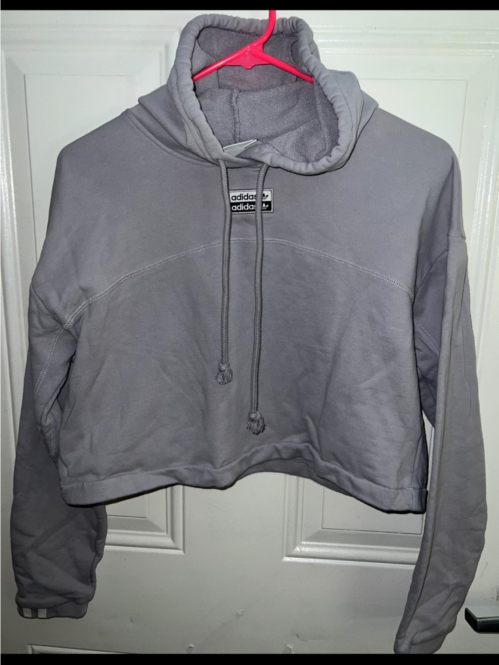 adidas Women's Gray Cropped Funnel Neck Hoodie